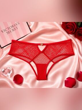 Victoria’s Secret Red Fishnet Cutout Back Panty NWT Large